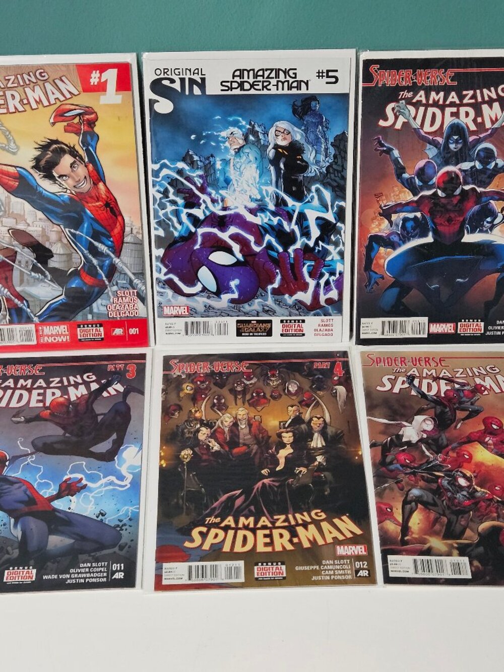 Lot of 6 Amazing Spider-Man (Marvel Comics, 2014) #1, 5, 9, 11-13 - 2nd app Silk